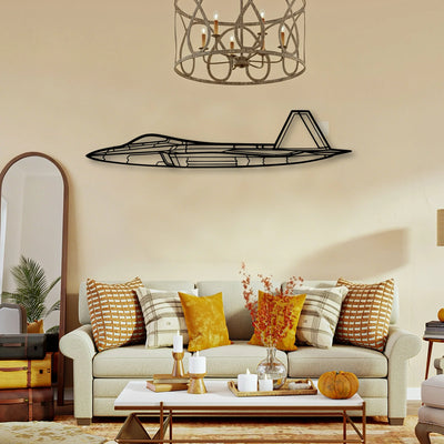 F 22 Raptor 3 Classic Aircraft Silhouette Metal Wall Art - Tinvibe