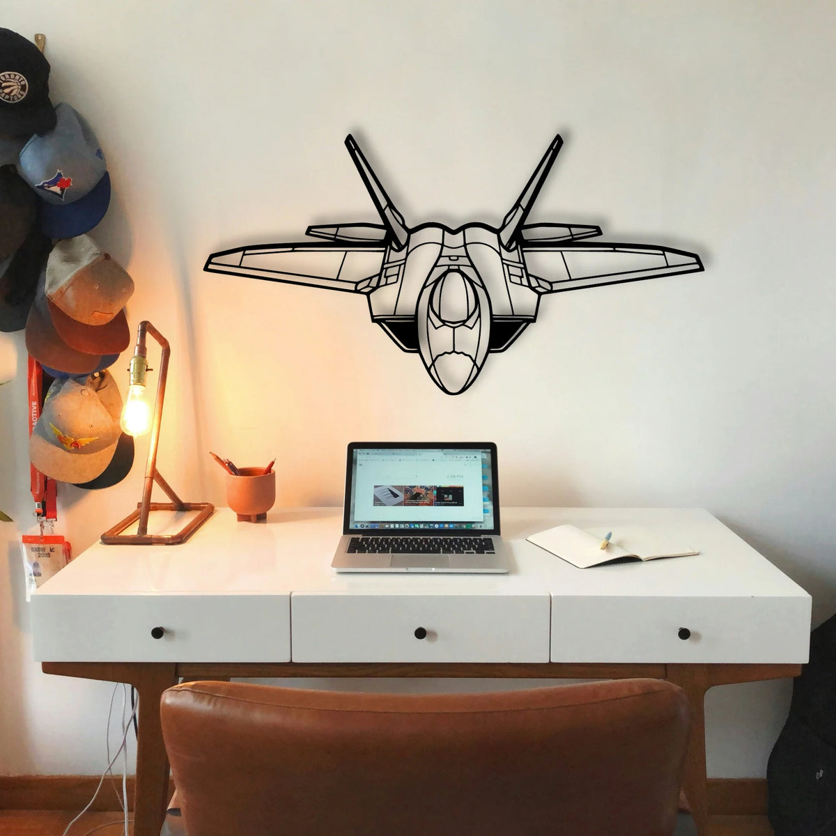 F 22 Raptor Classic Aircraft Silhouette Metal Wall Art - Tinvibe
