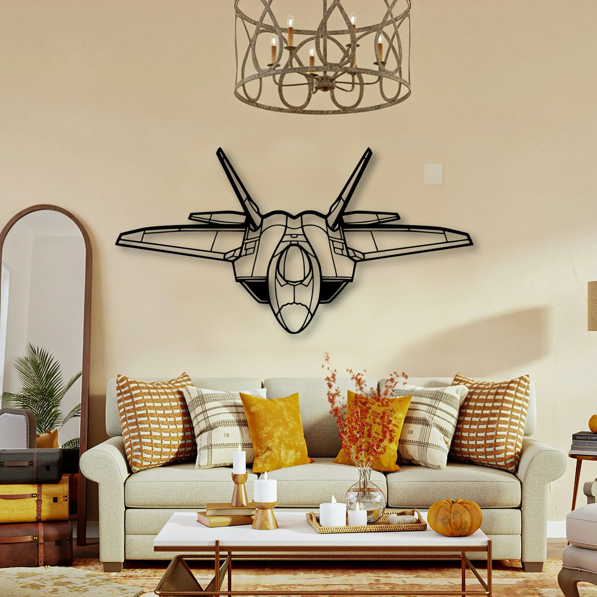 F 22 Raptor Classic Aircraft Silhouette Metal Wall Art - Tinvibe