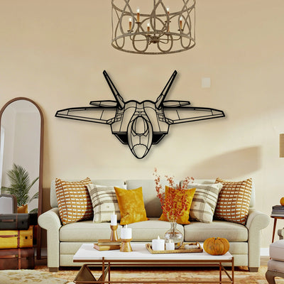 F 22 Raptor Classic Aircraft Silhouette Metal Wall Art - Tinvibe