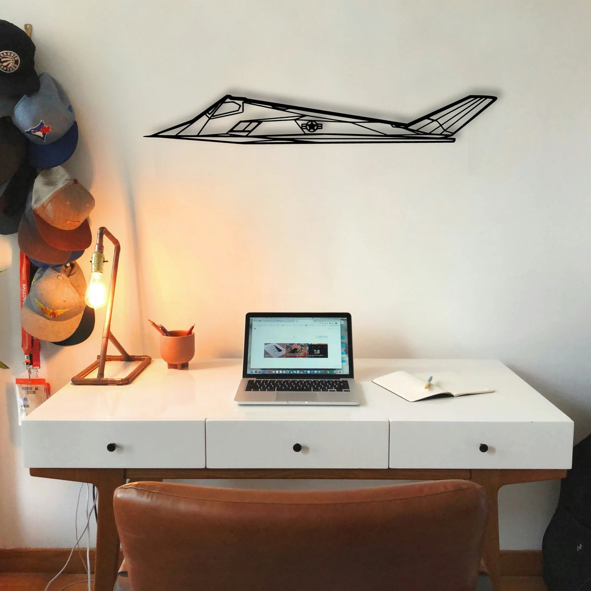 F117 Nighthawk Classic Aircraft Silhouette Metal Wall Art - Tinvibe