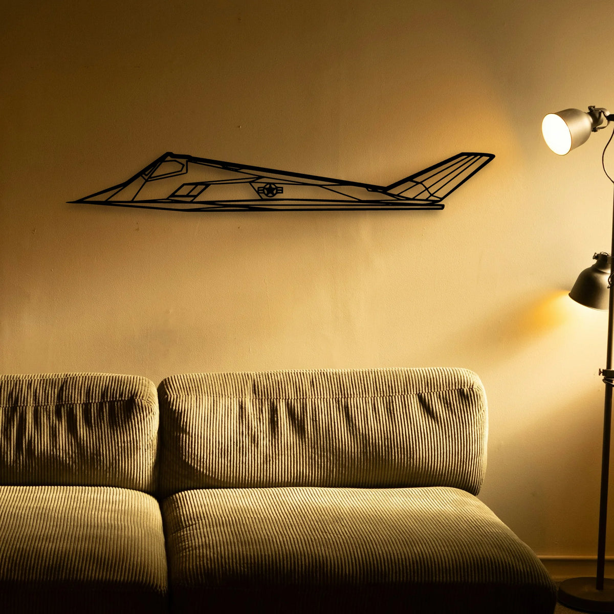 F117 Nighthawk Classic Aircraft Silhouette Metal Wall Art - Tinvibe