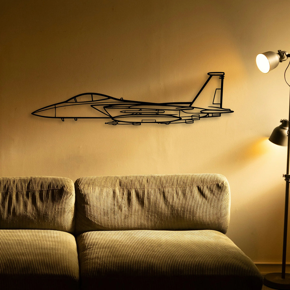 F15 Strike Eagle Classic Aircraft Silhouette Metal Wall Art - Tinvibe