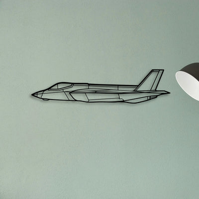 F35C Lightning Li 2 Classic Aircraft Silhouette Metal Wall Art - Tinvibe