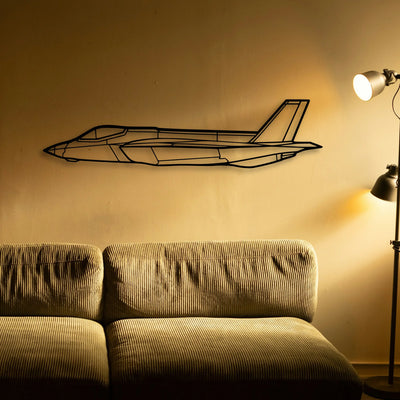 F35C Lightning Li 2 Classic Aircraft Silhouette Metal Wall Art - Tinvibe