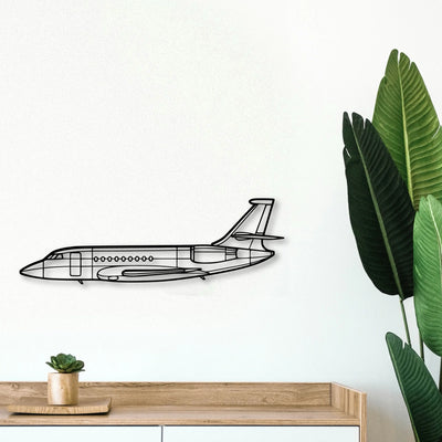 Falcon 2000 2 Classic Aircraft Silhouette Metal Wall Art - Tinvibe