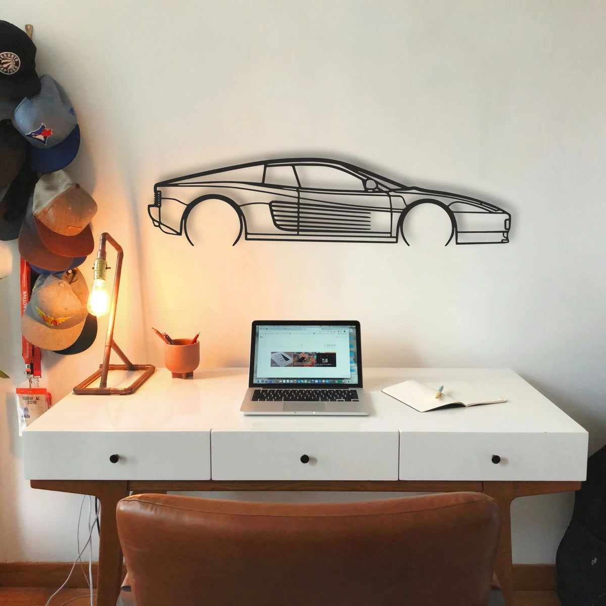Ferrari Testarossa Classic Silhouette Metal Wall Art - Tinvibe