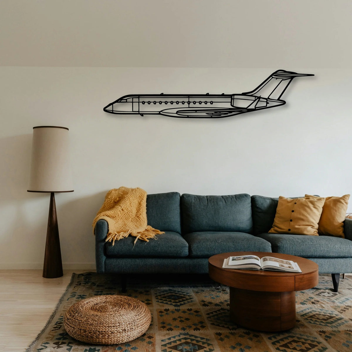 Global 6000 2018 Classic Aircraft Silhouette Metal Wall Art - Tinvibe