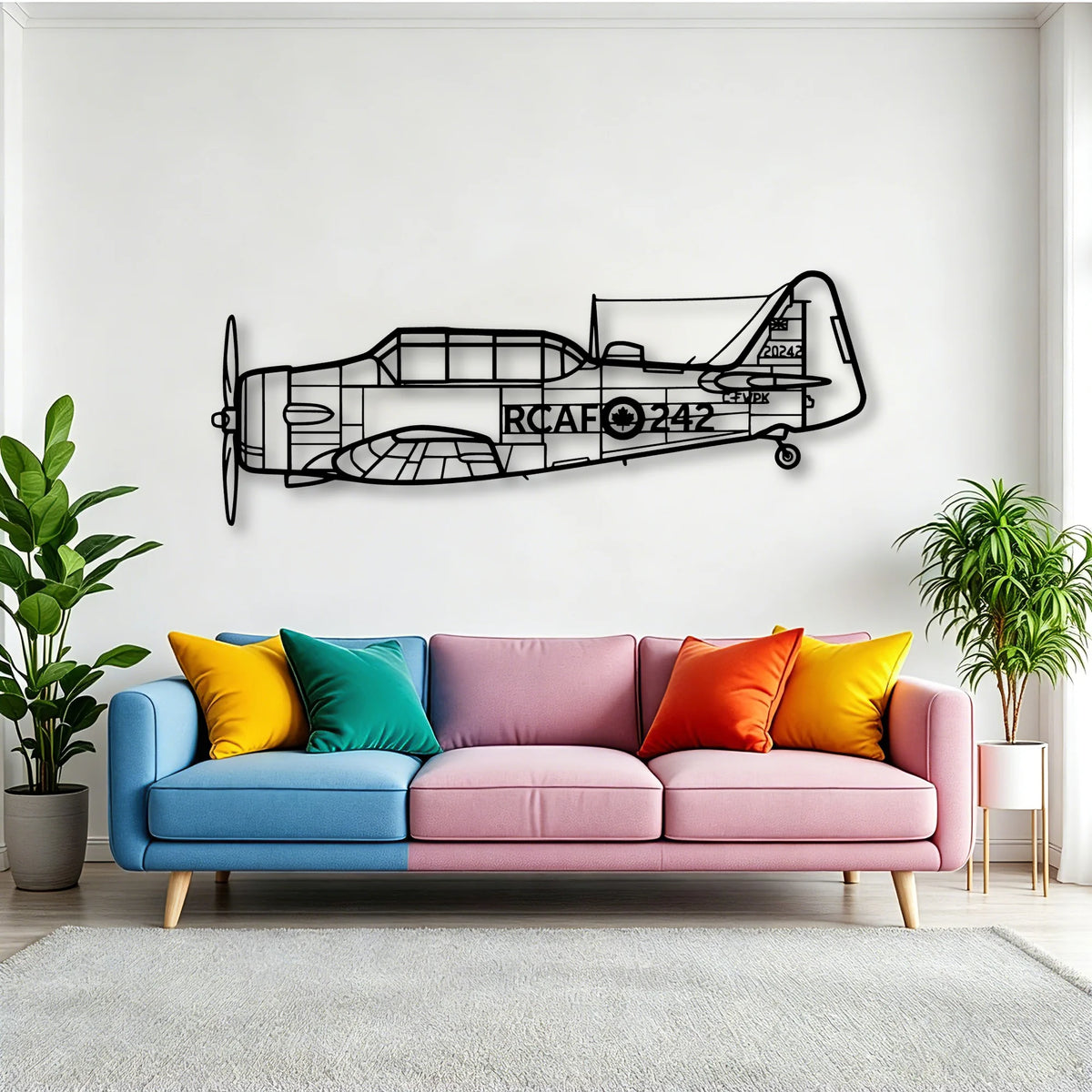 Harvard 3 Classic Aircraft Silhouette Metal Wall Art - Tinvibe