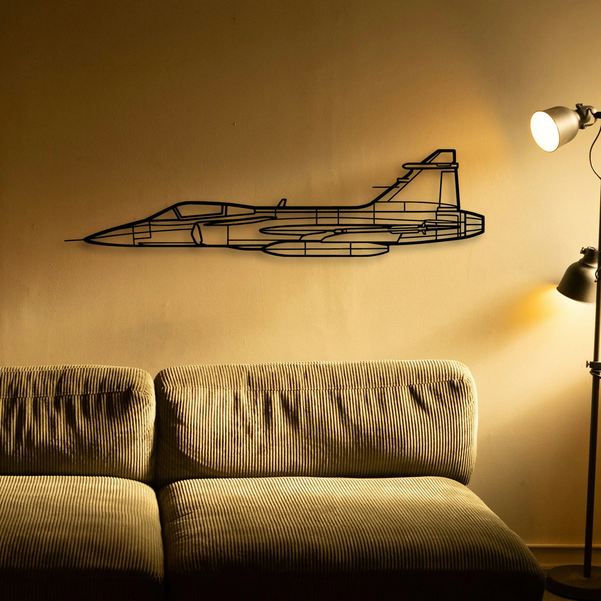 Jas 39 Gripern Classic Aircraft Silhouette Metal Wall Art - Tinvibe