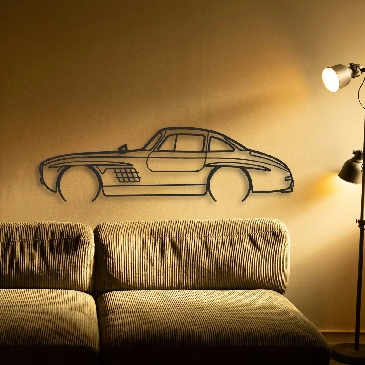 Mercedes 300 SL Classic Silhouette Metal Wall Art - Tinvibe
