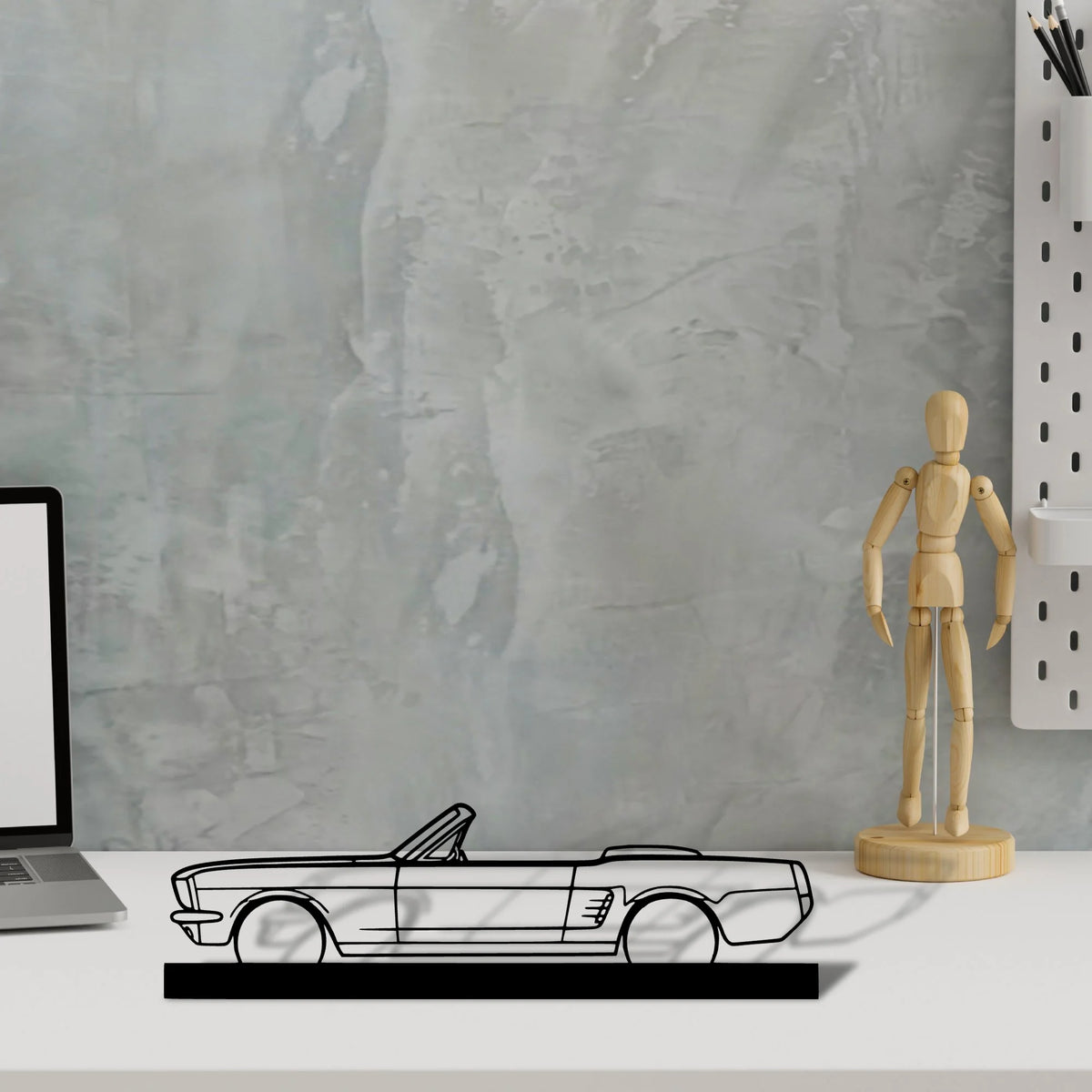 mustang-1966-convertible Silhouette Metal Art Stand - Tinvibe