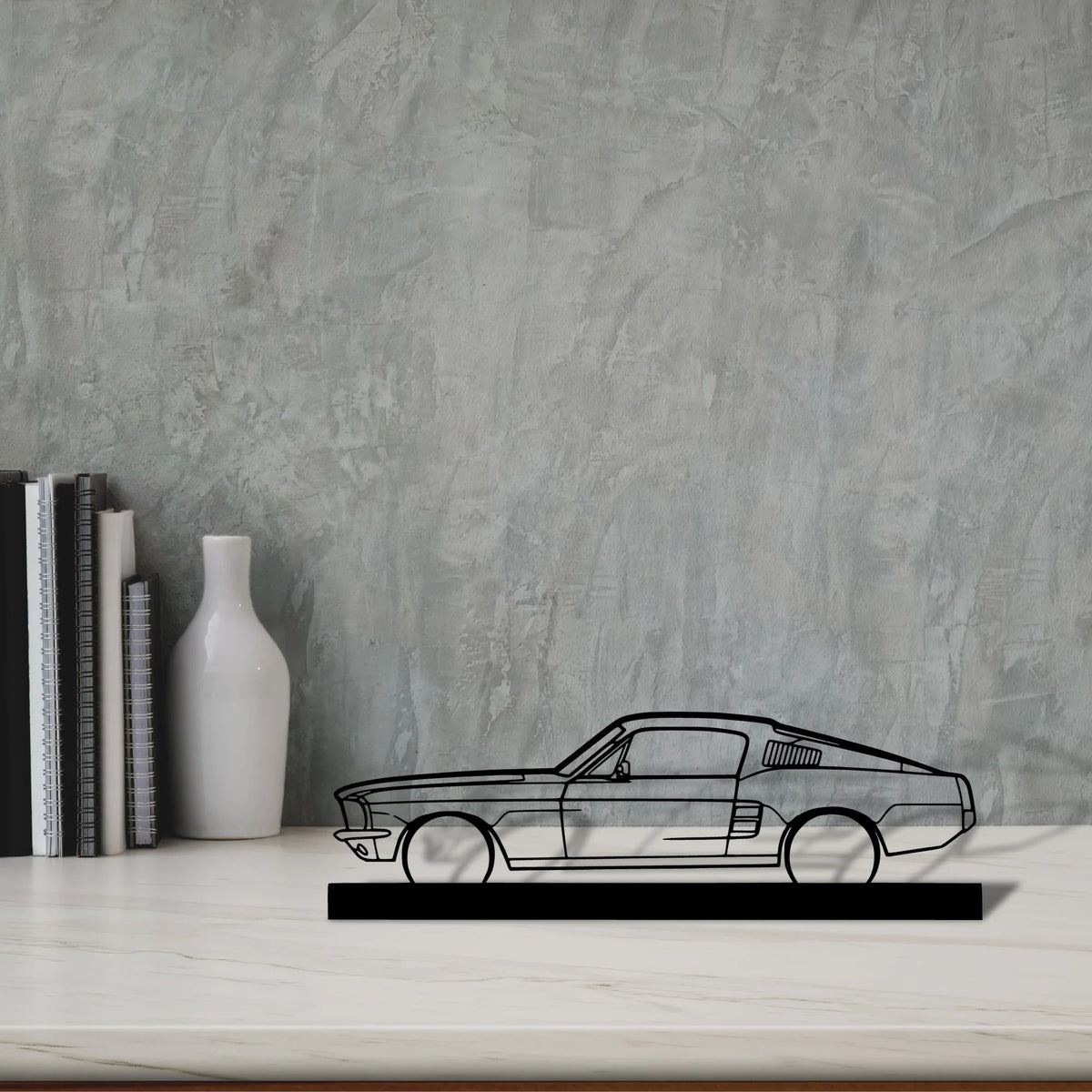 mustang-gt-fastback-390s Silhouette Metal Art Stand - Tinvibe