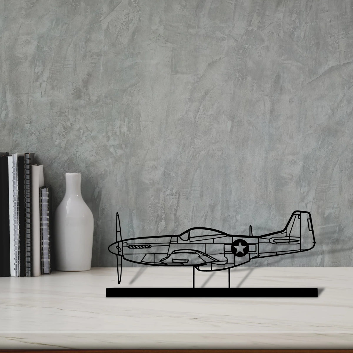 p-51-mustang-4 Silhouette Metal Art Stand - Tinvibe