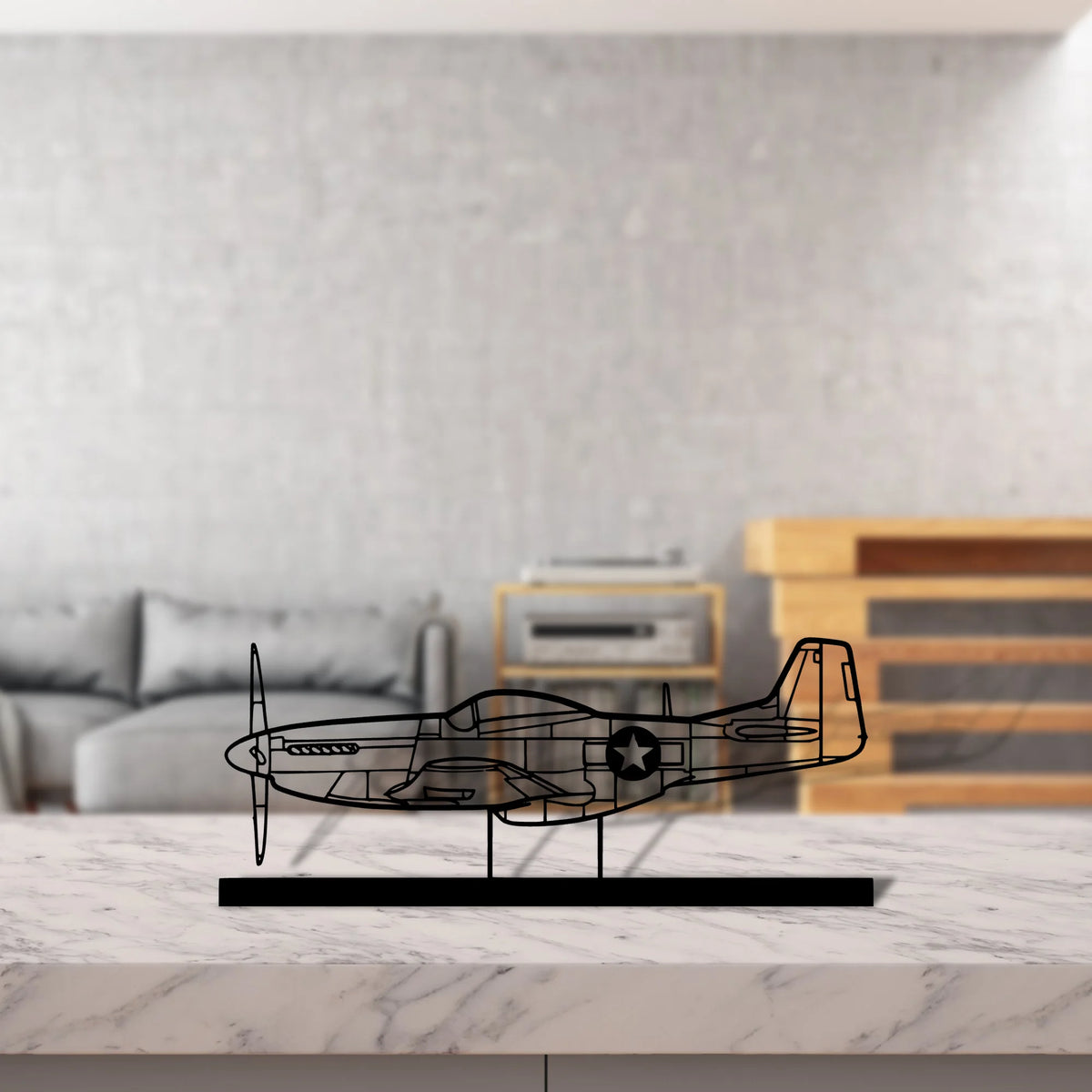 p-51-mustang-4 Silhouette Metal Art Stand - Tinvibe