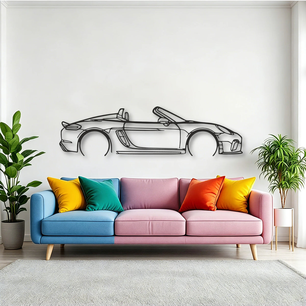Porsche 718 Spider 2020 Classic Silhouette Metal Wall Art - Tinvibe