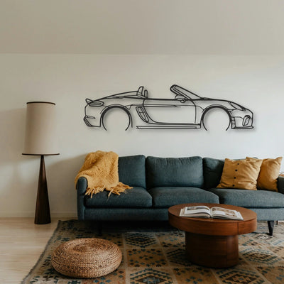 Porsche 718 Spider 2020 Classic Silhouette Metal Wall Art - Tinvibe