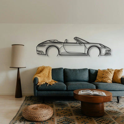 Porsche 911 Model 992 Convertible Classic Silhouette Metal Wall Art - Tinvibe