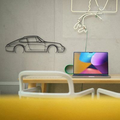 Porsche 911 Model 993 Classic Silhouette Metal Wall Art - Tinvibe
