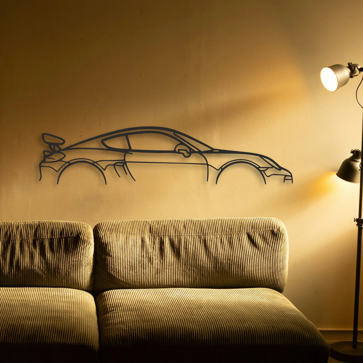 Porsche Cayman GT4 981 Classic Silhouette Metal Wall Art - Tinvibe