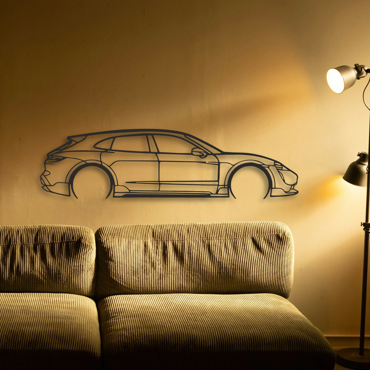 Porsche Taycan Turbo Cross Classic Silhouette Metal Wall Art - Tinvibe