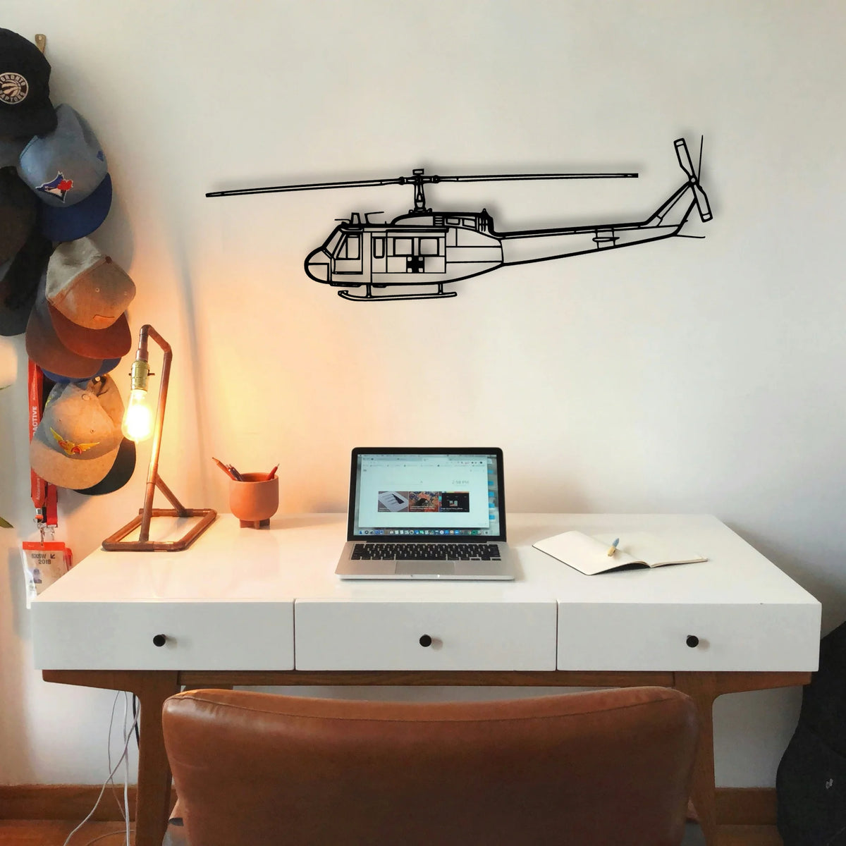 Uh 1 Iroquois Huey 1970 Classic Aircraft Silhouette Metal Wall Art - Tinvibe