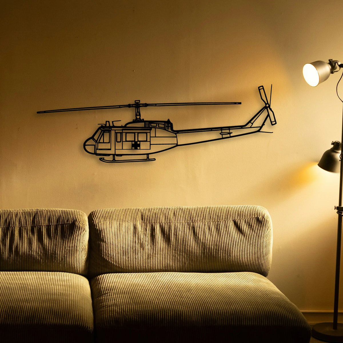 Uh 1 Iroquois Huey 1970 Classic Aircraft Silhouette Metal Wall Art - Tinvibe
